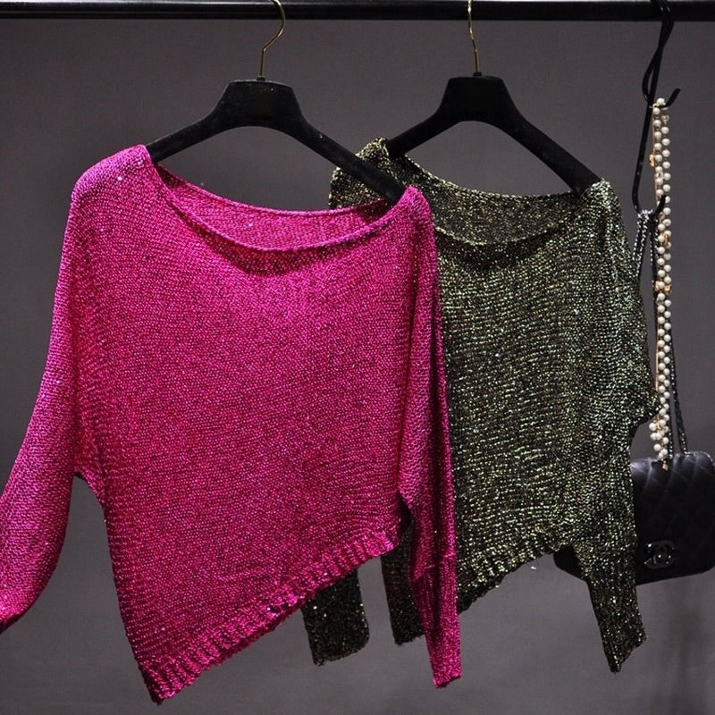 Asymmetric Sequin Blouse
