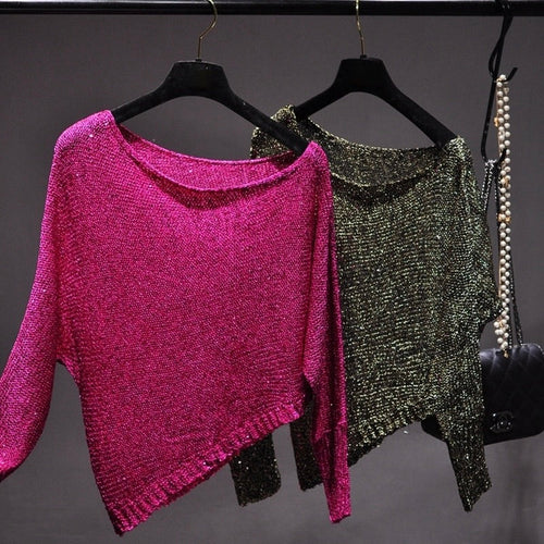 Asymmetric Sequin Blouse