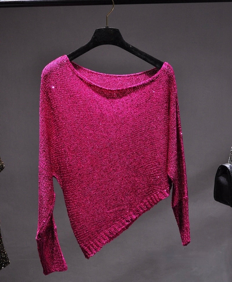 Asymmetric Sequin Blouse