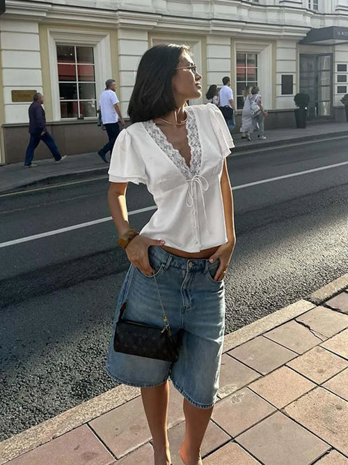 Clara Satin Lace Blouse
