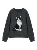 Luna Cat Jacquard Knit Sweater