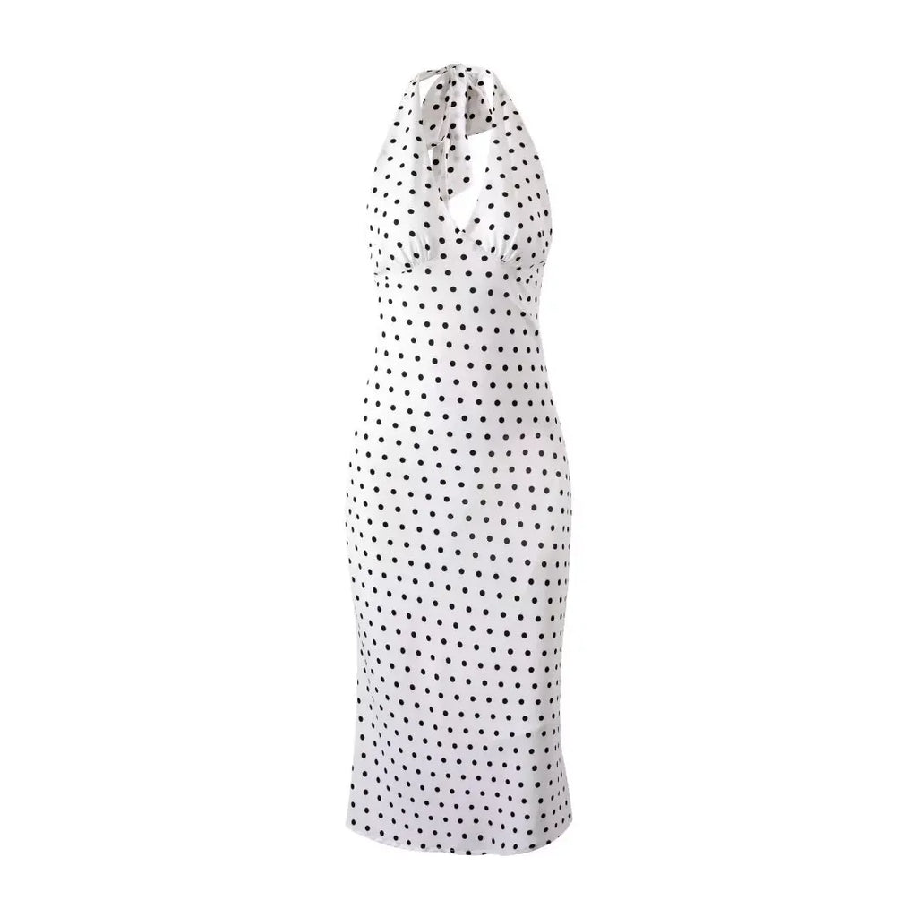 Élodie Polka Dot Halter Dress