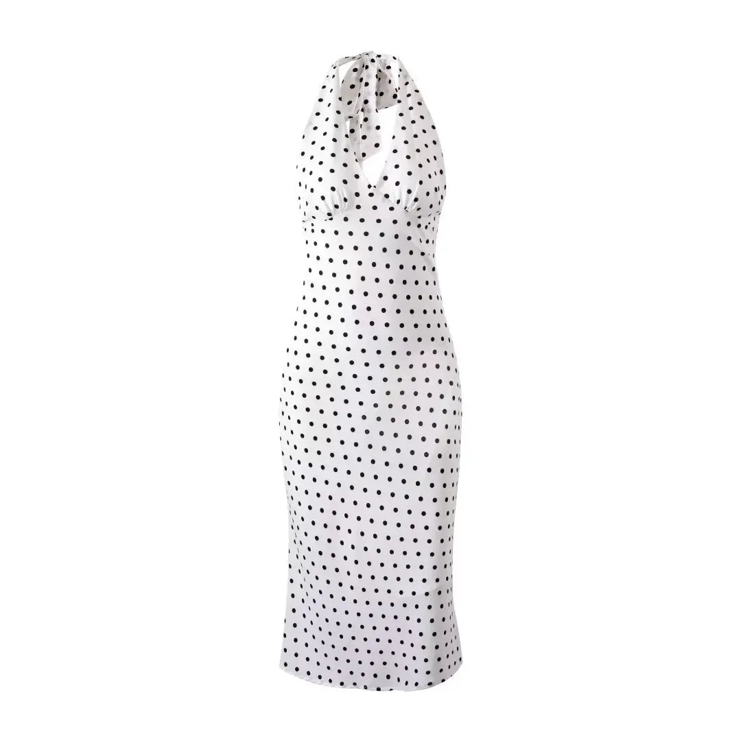 Élodie Polka Dot Halter Dress