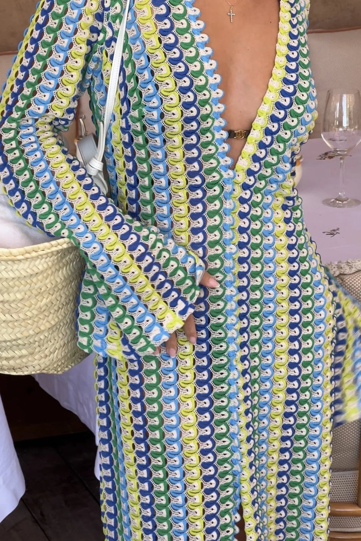 Serena Crochet Stripe Maxi Dress