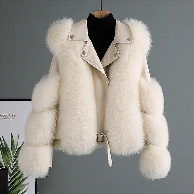 Luxury Leather Fur Jacket detail