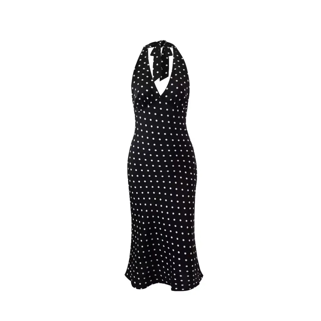 Élodie Polka Dot Halter Dress