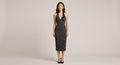 Élodie Polka Dot Halter Dress - vestido midi negro de lunares con escote halter