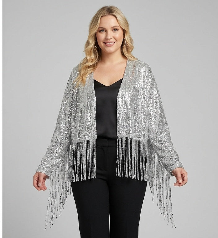 Retro Reflective Jacket - chaqueta de lentejuelas con flecos modelo mujer